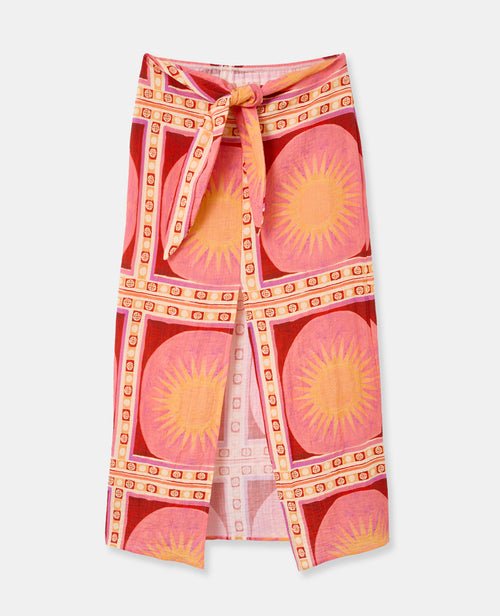 Jupe longue nouée à la taille motif soleils - PIMKIE - 4