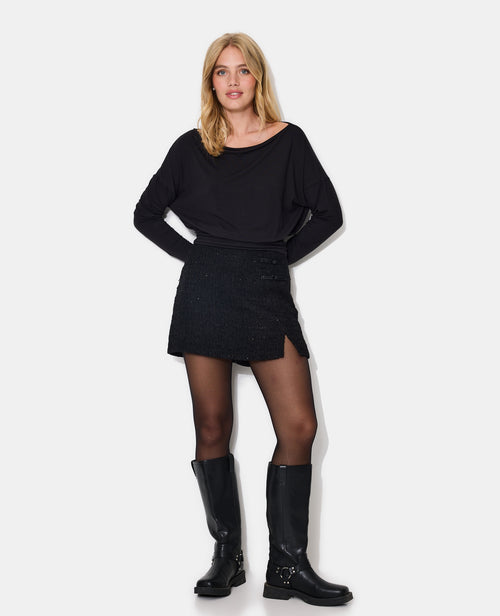 Jupe-short en tweed avec lurex et brandebourg - PIMKIE - 1