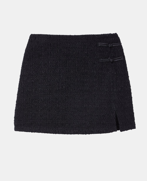 Jupe-short en tweed avec lurex et brandebourg - PIMKIE - 4