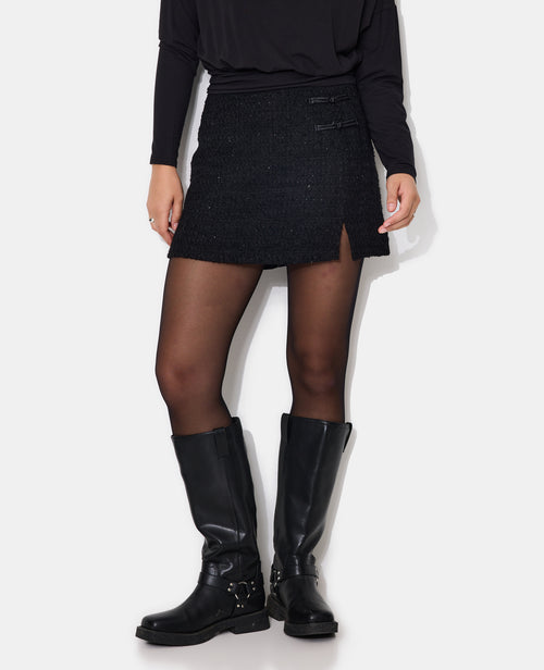 Jupe-short en tweed avec lurex et brandebourg - PIMKIE - 5