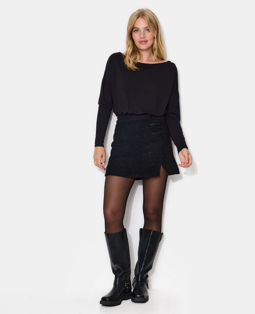 Jupe-short en tweed avec lurex et brandebourg - PIMKIE - 7