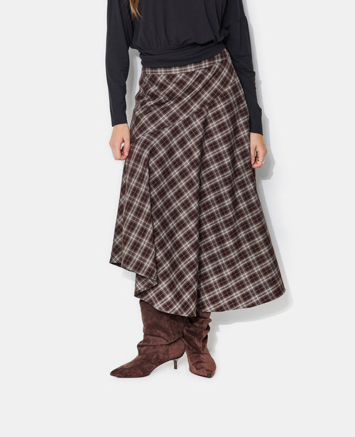 Jupe longue et asymétrique à carreaux - PIMKIE - 5