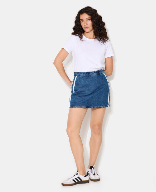 Jupe-short en jean avec bandes contrastées - PIMKIE - 1