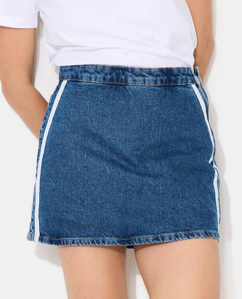 Jupe-short en jean avec bandes contrastées - PIMKIE - 7