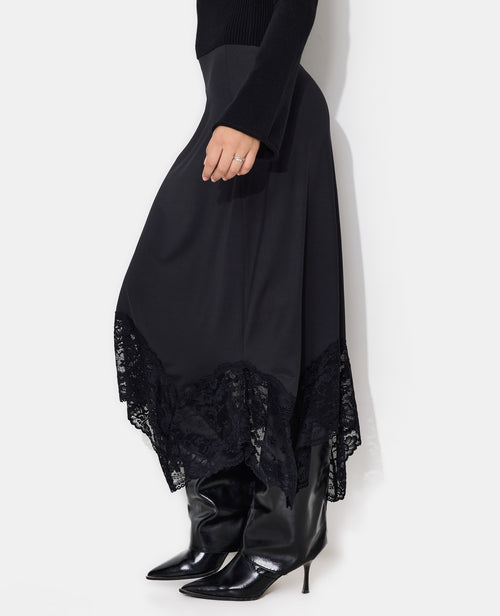 Jupe longue asymétrique avec dentelle - PIMKIE - 2