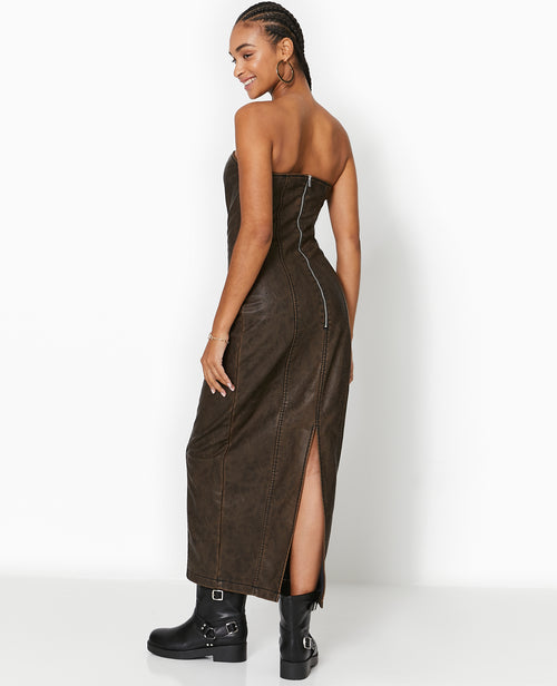 Robe longue bustier en simili - PIMKIE - 2