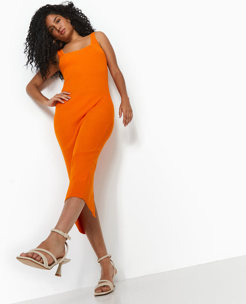 Robe longue à bretelles en maille côtelée - PIMKIE - 5