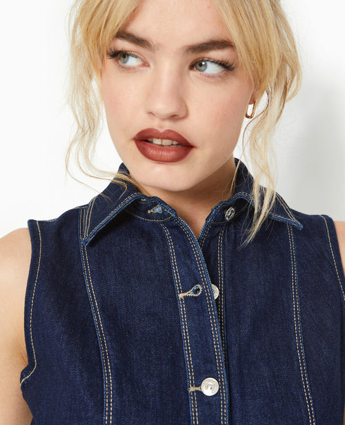 Robe en jean boutonnée sans manches - PIMKIE - 3