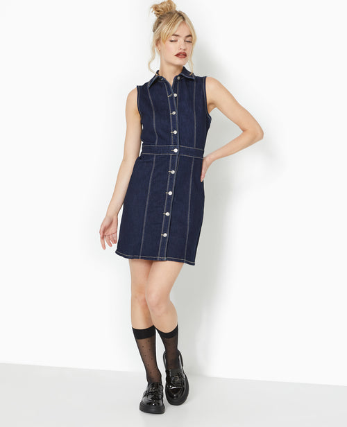 Robe en jean boutonnée sans manches - PIMKIE - 5