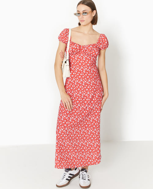 Robe longue forme empire motif fleurs - PIMKIE - 1