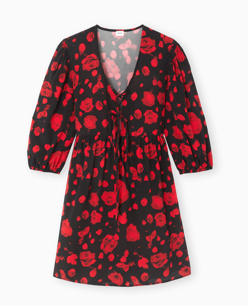Robe courte avec nœuds motif roses - PIMKIE - 4