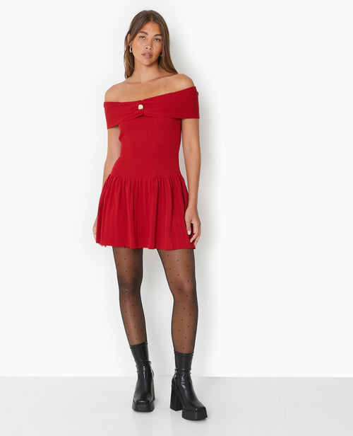 Robe courte patineuse en maille côtelée - PIMKIE - 1