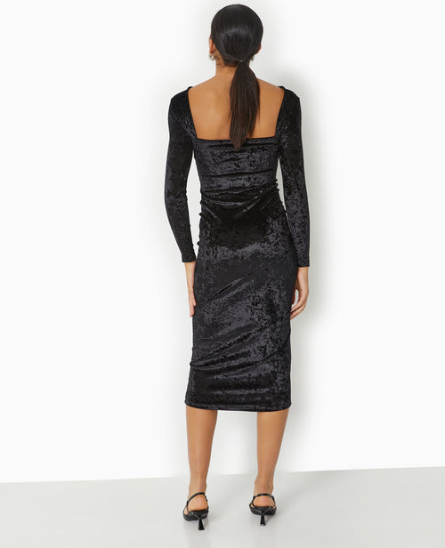 Robe longue en velours avec encolure carrée dos - PIMKIE - 6