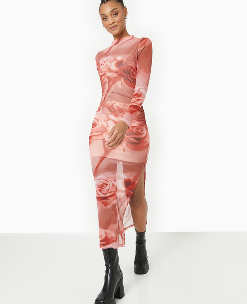 Robe longue en maille résille motif roses - PIMKIE - 5