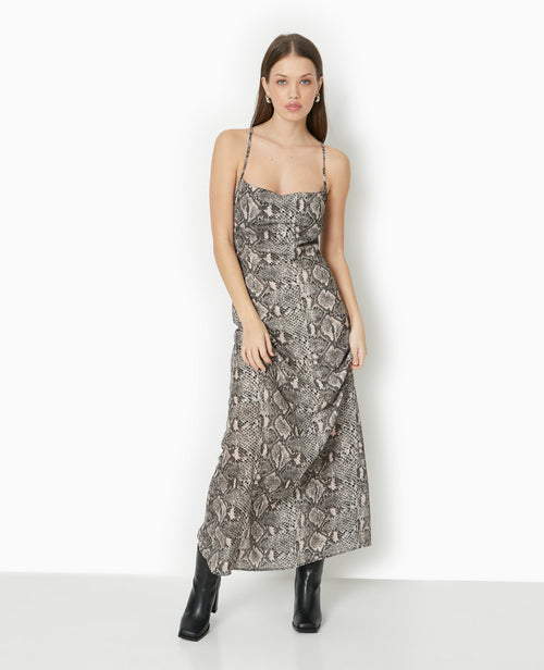 Robe longue à bretelles col bénitier motif python - PIMKIE - 1