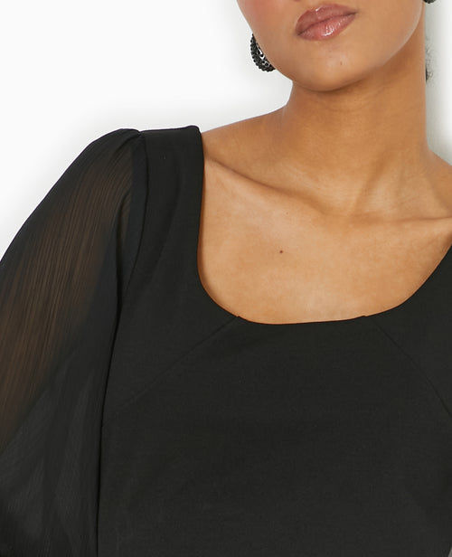 Robe courte avec manches ballons transparentes - PIMKIE - 3