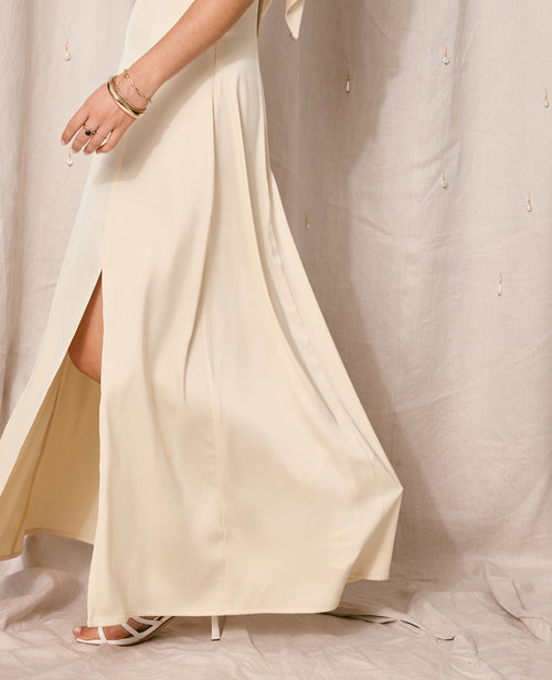 Robe longue et évasée en tissu satiné - PIMKIE - 8