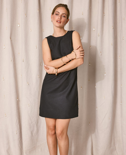 Robe courte lin avec dos dégagé et boutonné - PIMKIE - 7
