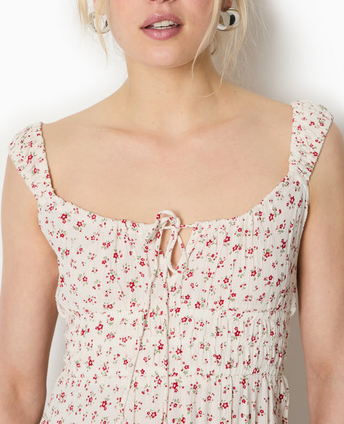 Robe bretelles encolure empire motifs fleurs - PIMKIE - 3