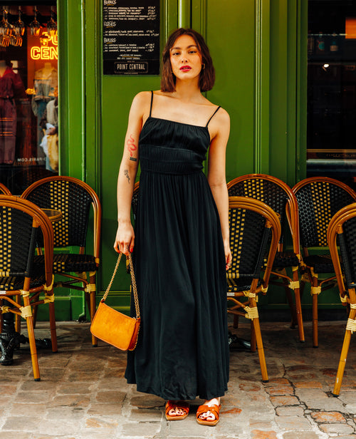 Robe longue à bretelles en tissu froissé - PIMKIE - 1
