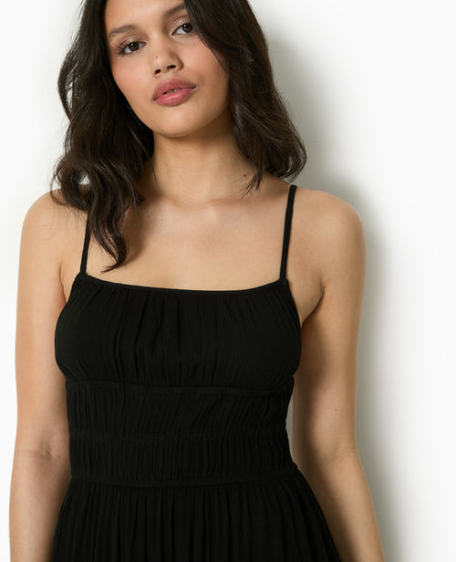Robe longue à bretelles en tissu froissé - PIMKIE - 3
