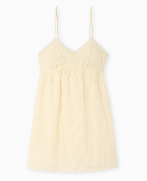 Robe courte en tissu gaufré avec dentelle - PIMKIE - 4