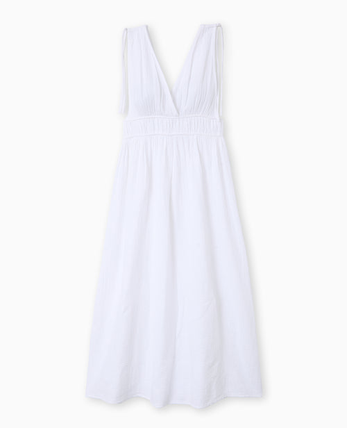 Robe longue en gaze de coton avec nouettes - PIMKIE - 4