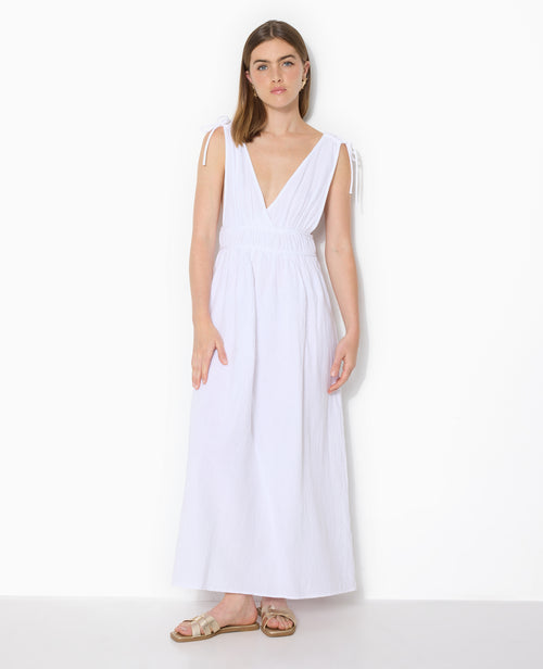 Robe longue en gaze de coton avec nouettes - PIMKIE - 5