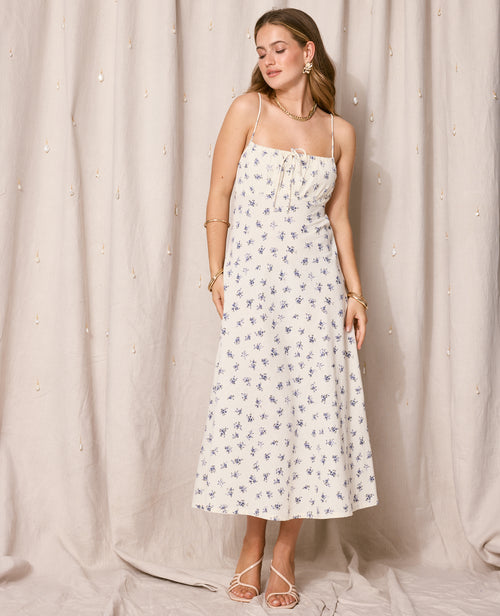 Robe longue avec lin motif fleurs - PIMKIE - 1