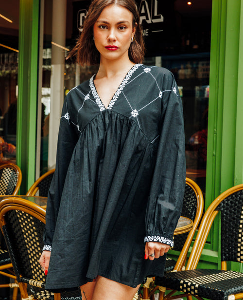 Robe brodée manches longues - PIMKIE - 1