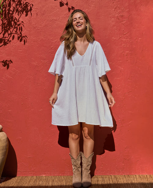 Robe courte et ample en gaze de coton - PIMKIE - 1