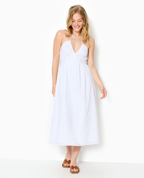Robe longue en broderie anglaise bretelles croisées - PIMKIE - 1