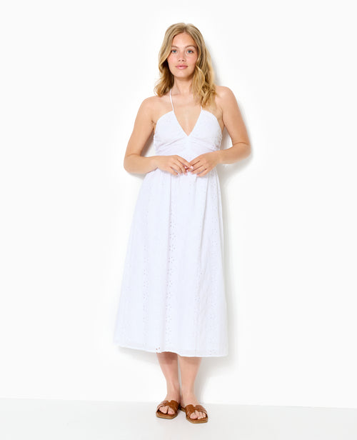 Robe longue en broderie anglaise bretelles croisées - PIMKIE - 5