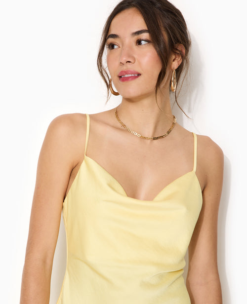 Robe courte en tissu satiné col bénitier - PIMKIE - 2