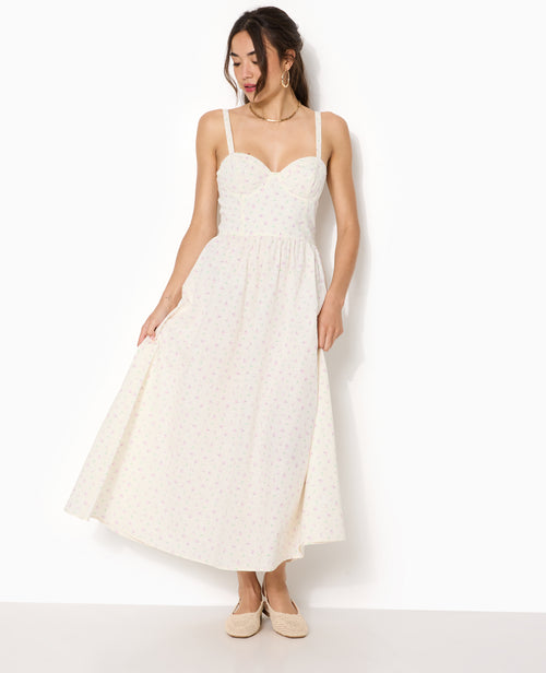 Robe longue encolure balconnet motif fleurs - PIMKIE - 1