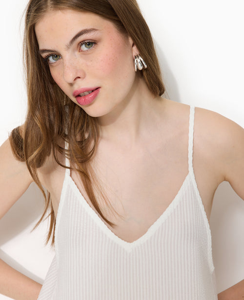 Robe longue en tissu gaufré et rayé - PIMKIE - 1