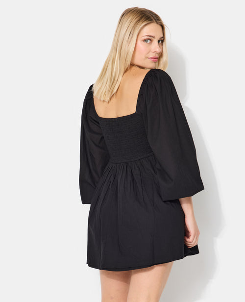 Robe courte en popeline avec manches ballons - PIMKIE - 3