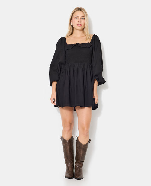 Robe courte en popeline avec manches ballons - PIMKIE - 5