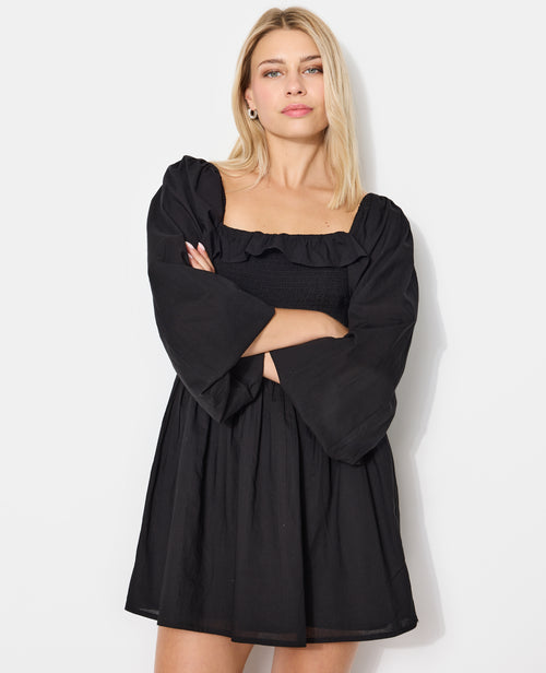 Robe courte en popeline avec manches ballons - PIMKIE - 7