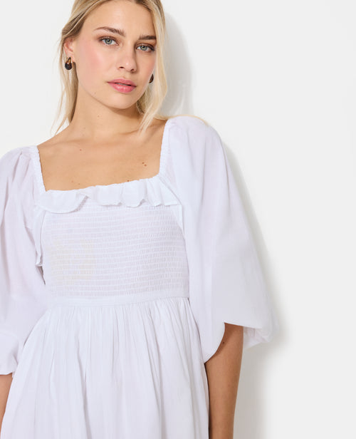Robe courte en popeline avec manches ballons - PIMKIE - 2