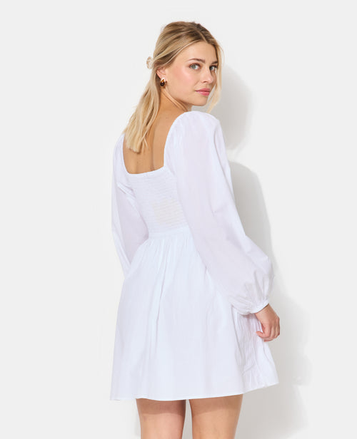 Robe courte en popeline avec manches ballons - PIMKIE - 3