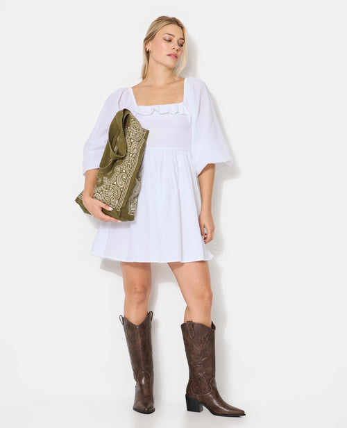 Robe courte en popeline avec manches ballons - PIMKIE - 5