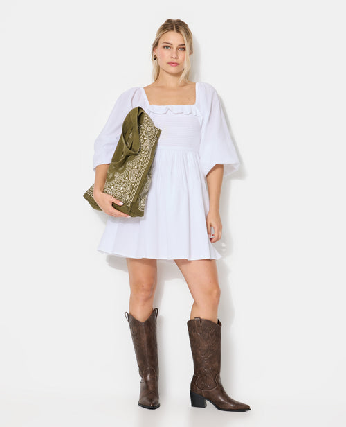 Robe courte en popeline avec manches ballons - PIMKIE - 1