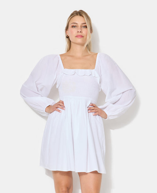 Robe courte en popeline avec manches ballons - PIMKIE - 8