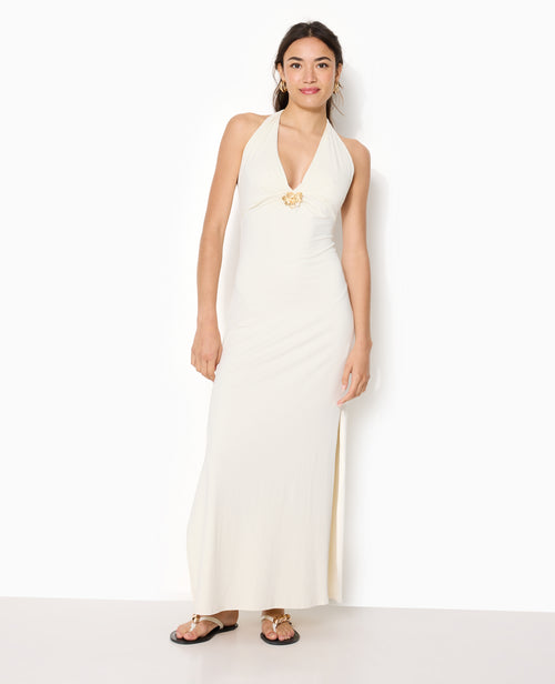 Robe longue dos-nu avec déco bijou fleur - PIMKIE - 5