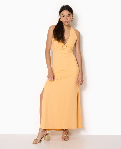 Robe longue dos-nu avec déco bijou fleur - PIMKIE - 1