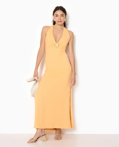 Robe longue dos-nu avec déco bijou fleur - PIMKIE - 5