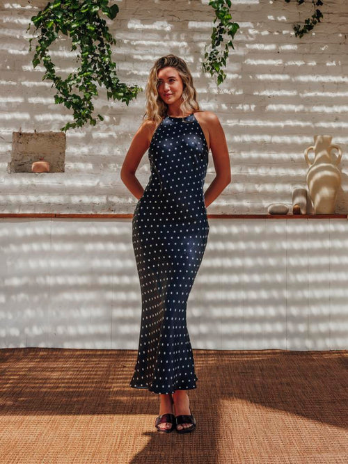 Robe longue dos-nu motif pois - PIMKIE - 1