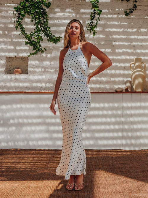 Robe longue dos-nu motif pois - PIMKIE - 1