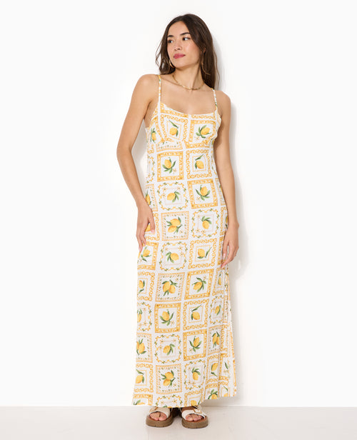 Robe longue encolure empire motif citrons - PIMKIE - 5